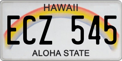 HI license plate ECZ545