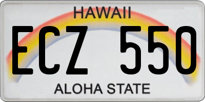 HI license plate ECZ550