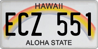 HI license plate ECZ551