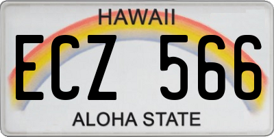 HI license plate ECZ566