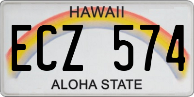 HI license plate ECZ574