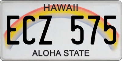 HI license plate ECZ575