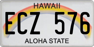 HI license plate ECZ576