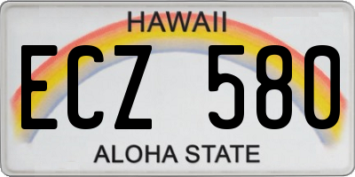 HI license plate ECZ580