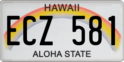 HI license plate ECZ581