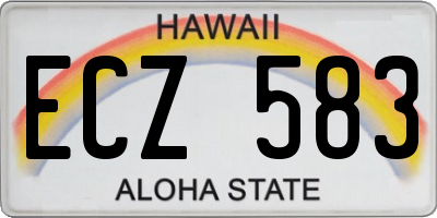 HI license plate ECZ583