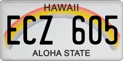 HI license plate ECZ605