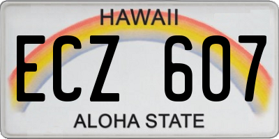 HI license plate ECZ607