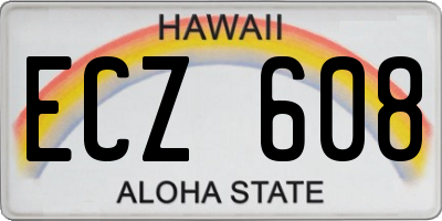 HI license plate ECZ608
