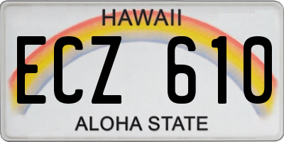 HI license plate ECZ610