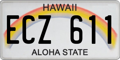 HI license plate ECZ611