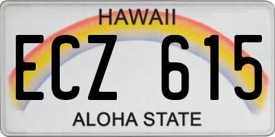 HI license plate ECZ615