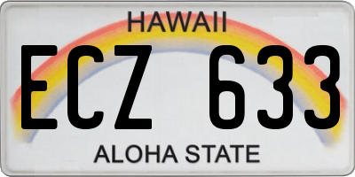 HI license plate ECZ633