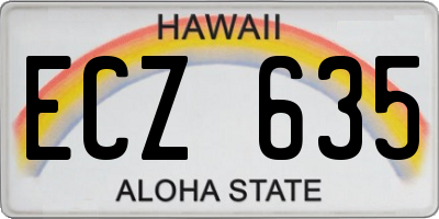 HI license plate ECZ635