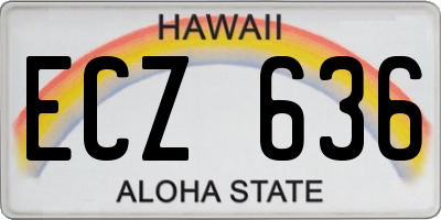 HI license plate ECZ636