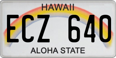 HI license plate ECZ640