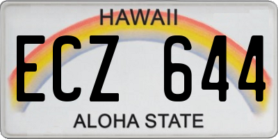 HI license plate ECZ644