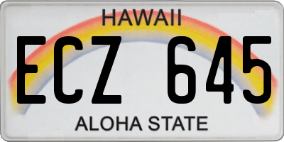 HI license plate ECZ645