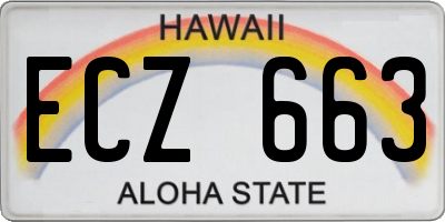 HI license plate ECZ663