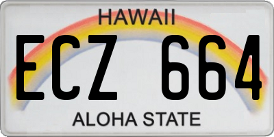 HI license plate ECZ664