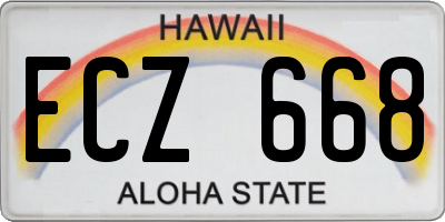 HI license plate ECZ668