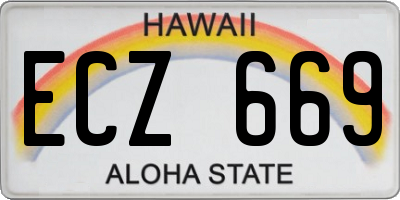 HI license plate ECZ669
