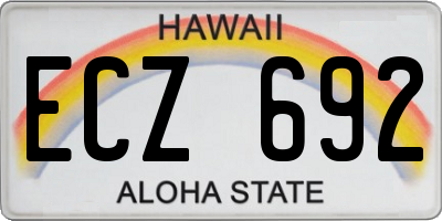 HI license plate ECZ692