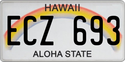 HI license plate ECZ693