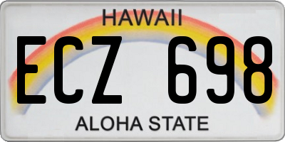 HI license plate ECZ698