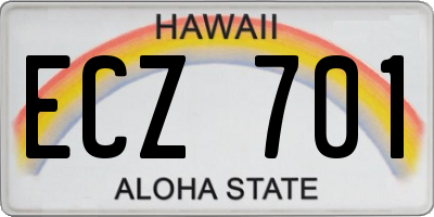 HI license plate ECZ701