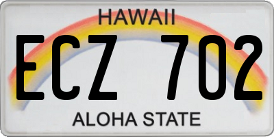 HI license plate ECZ702