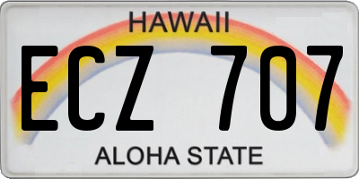 HI license plate ECZ707