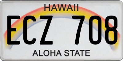 HI license plate ECZ708