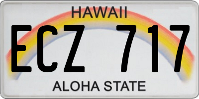 HI license plate ECZ717