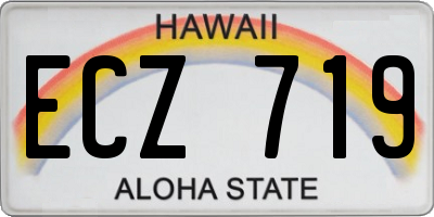HI license plate ECZ719