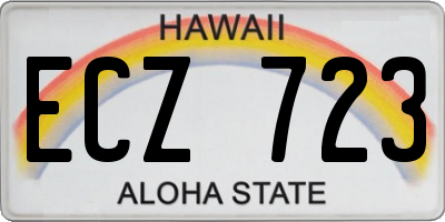 HI license plate ECZ723