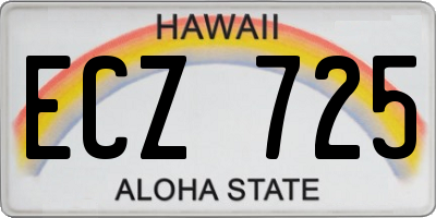 HI license plate ECZ725