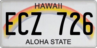 HI license plate ECZ726