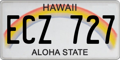 HI license plate ECZ727