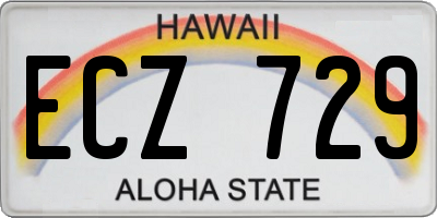 HI license plate ECZ729