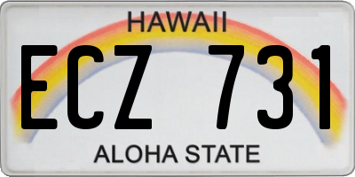 HI license plate ECZ731