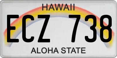 HI license plate ECZ738