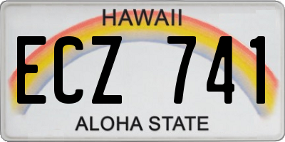 HI license plate ECZ741