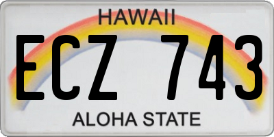 HI license plate ECZ743