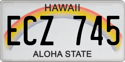HI license plate ECZ745