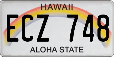 HI license plate ECZ748