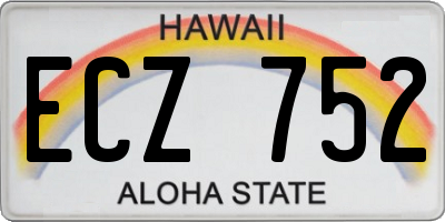 HI license plate ECZ752