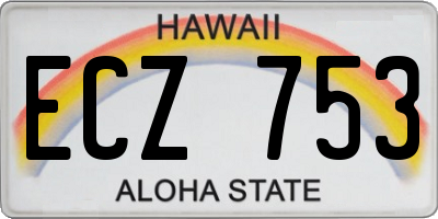 HI license plate ECZ753