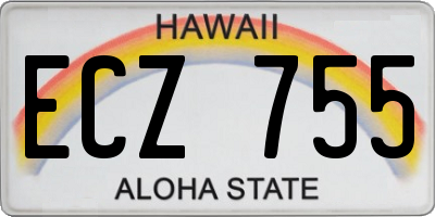 HI license plate ECZ755