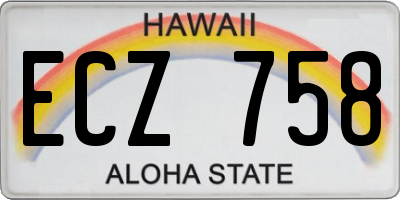 HI license plate ECZ758